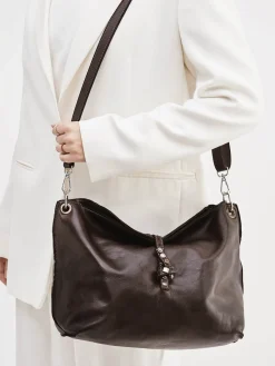 – Schultertasche aus Kalbleder Dunkel-Alchimia Hot