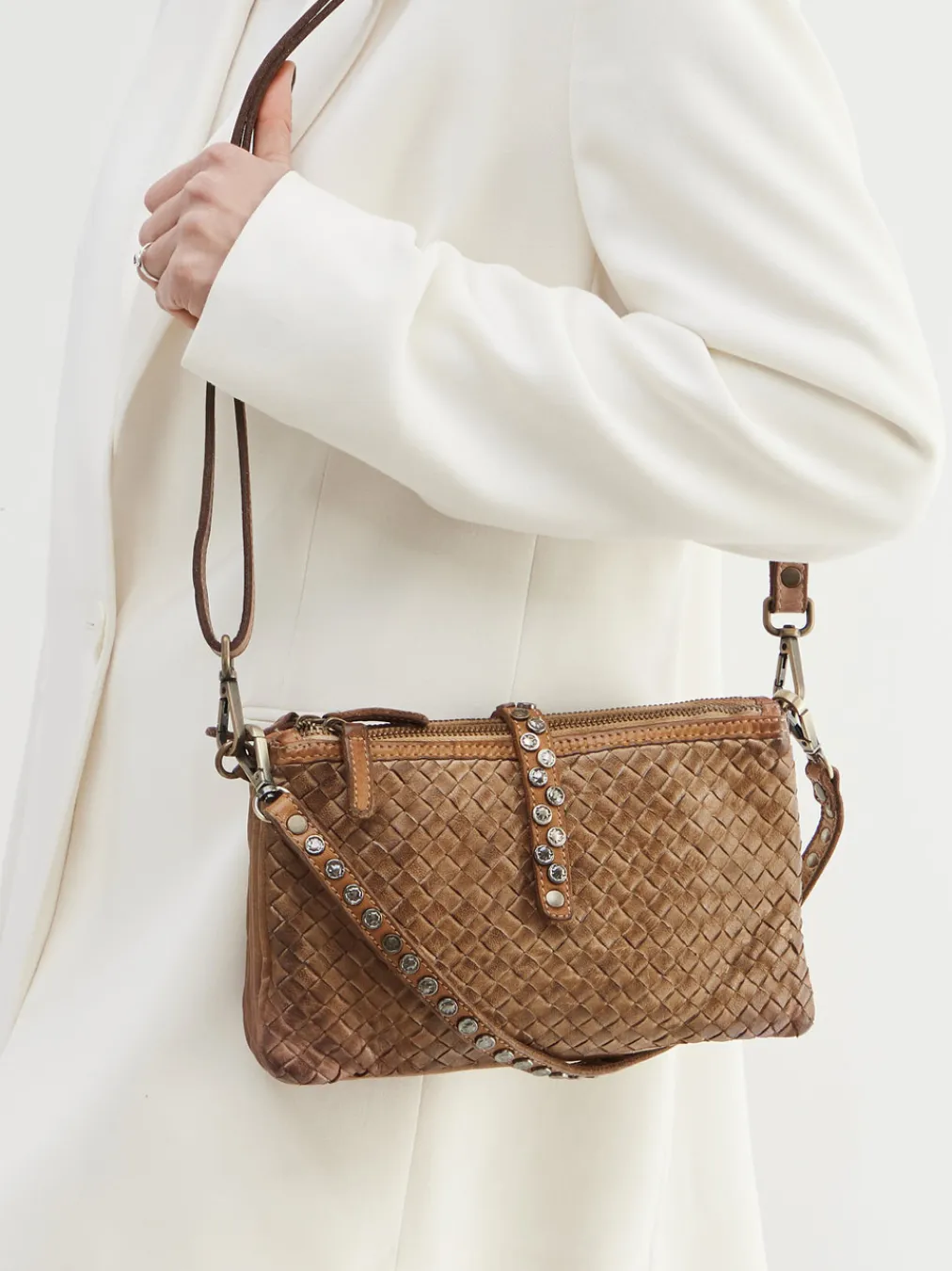 – Schultertasche aus Kalbleder cognac-Alchimia Sale