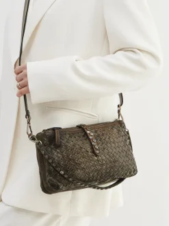 – Schultertasche aus Kalbleder in Oliv-Alchimia New