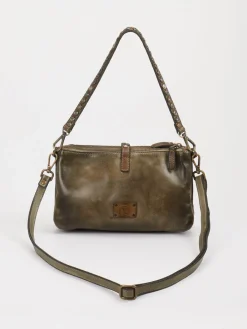 – Schultertasche aus Kalbleder in Oliv-Alchimia New