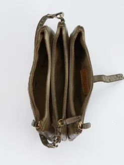 – Schultertasche aus Kalbleder in Oliv-Alchimia New