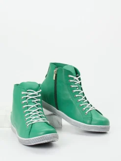 – High-Top Sneaker aus Kalbleder smaragd-Andrea Conti Clearance