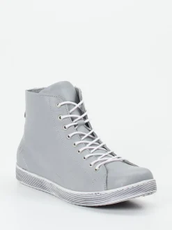 – High-Top Sneaker aus Kalbleder hellgrau-Andrea Conti Clearance