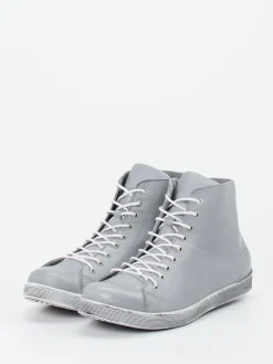 – High-Top Sneaker aus Kalbleder hellgrau-Andrea Conti Clearance