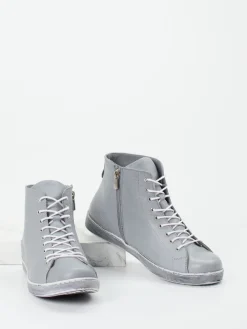 – High-Top Sneaker aus Kalbleder hellgrau-Andrea Conti Clearance