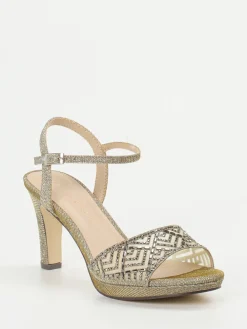 – Abendsandale aus Metallic-Textil Gold-Andrea Puccini New