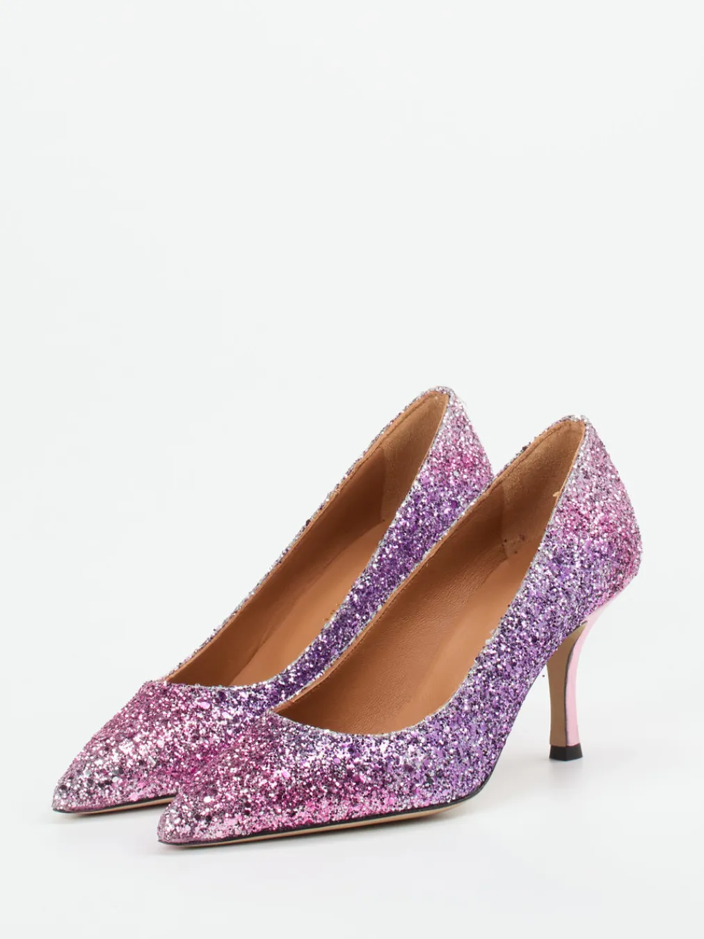 – Glitzerpumps aus Metallicleder fliederrosa-Andrea Puccini Online