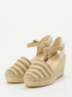 – Keilsandaletten aus Textil in-Andrea Puccini New