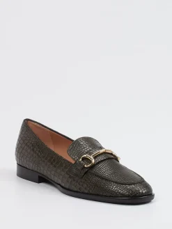 – Loafer aus geprägtem Leder olivgrau-Andrea Puccini Outlet