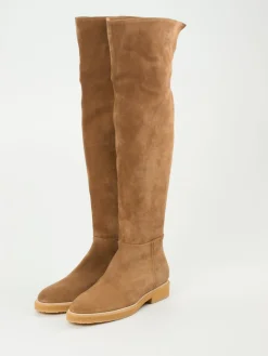 – Overknee-Stiefel aus Veloursleder-Andrea Puccini Sale