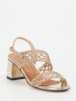 – Sandalette aus Metallicleder Roségold-Andrea Puccini Discount