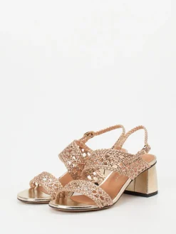 – Sandalette aus Metallicleder Roségold-Andrea Puccini Discount