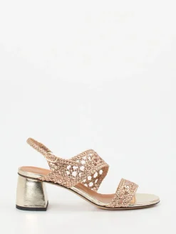 – Sandalette aus Metallicleder Roségold-Andrea Puccini Discount