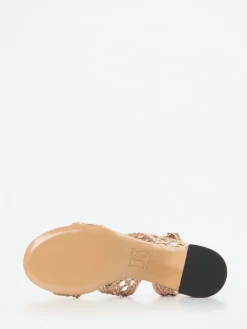 – Sandalette aus Metallicleder Roségold-Andrea Puccini Discount