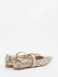 – Spangenpumps aus geprägtem Leder Beige-Andrea Puccini Best