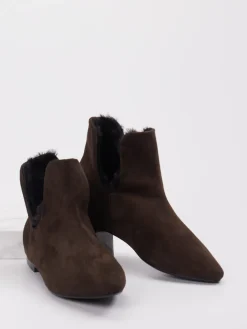 – Stiefeletten aus Veloursleder dunkel-Andrea Puccini