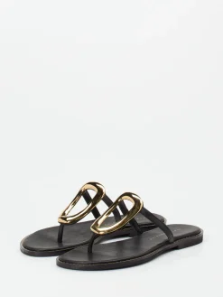 – Zehentrenner aus Leder mit Gold-Applikation-Andrea Puccini Clearance