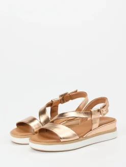 – Plateau-Sandale aus Metallicleder Roségold-Andrea Sabatini