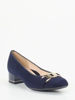 – Blockabsatz-Pumps aus Veloursleder Dunkel-Ara Outlet