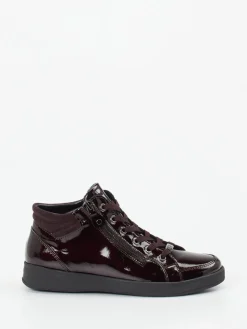– High-Top Sneaker aus Lackleder Dunkelbordeaux-Ara Outlet