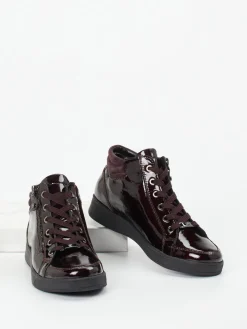 – High-Top Sneaker aus Lackleder Dunkelbordeaux-Ara Outlet