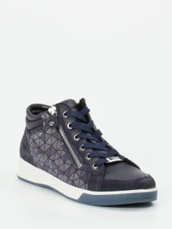 – High-Top-Sneaker aus Metallicleder Dunkel-Ara Outlet