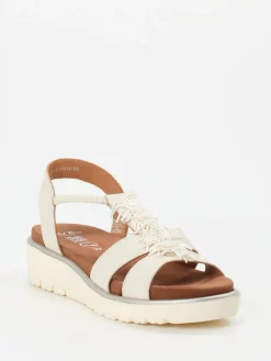 – Komfortsandale aus geprägtem Leder creme-Ara Outlet