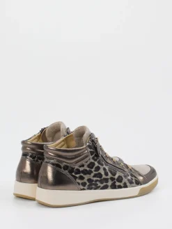– Mid-Top Sneaker aus geprägtem Leder bronze-Ara Discount