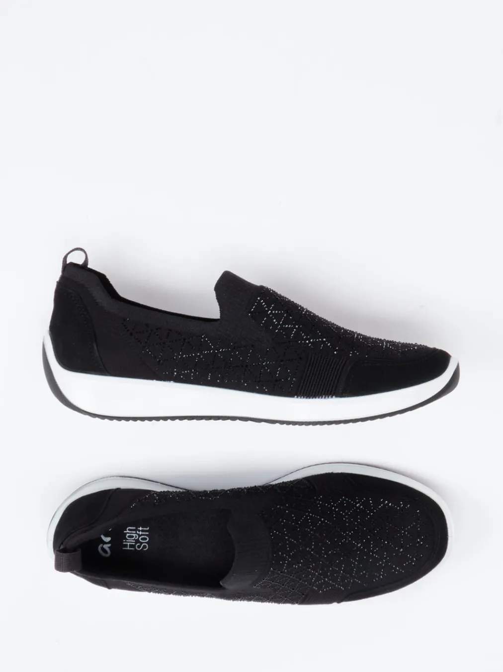 – Slip-On Sneaker aus Stretch mit Glitzerdetails-Ara Online