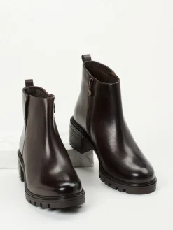 – Stiefelette aus Kalbleder in Dunkel-Ara Online