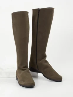 – Kniehohe Stiefel aus Nubukleder oliv-Arche New