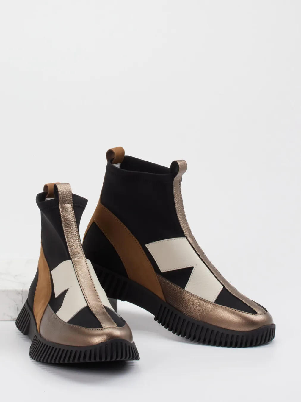 – Sock-Stiefelette aus Textil und Leder-Arche Sale