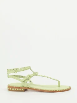 – Zehentrenner-Sandale aus Kalbleder Pastell-ASH Sale