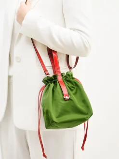 – Beuteltasche aus Textil und Leder gras-AU 79