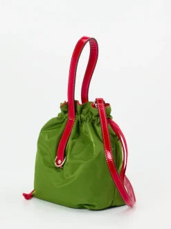 – Beuteltasche aus Textil und Leder gras-AU 79