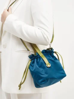 – Beuteltasche aus Textil und Leder petrol-AU 79 Online