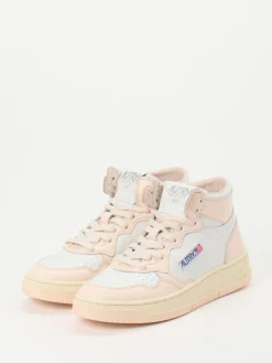 – Mid-Top Sneaker aus Kalbleder Blassrosa-Autry Hot