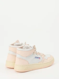 – Mid-Top Sneaker aus Kalbleder Blassrosa-Autry Hot