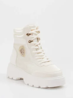 – Schnürboots aus glänzendem Textil-Blauer Sale