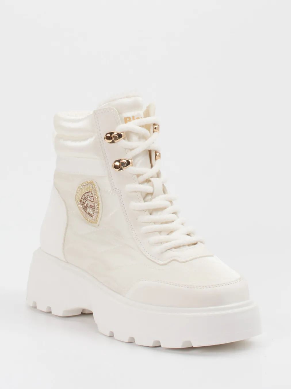 – Schnürboots aus glänzendem Textil-Blauer Sale