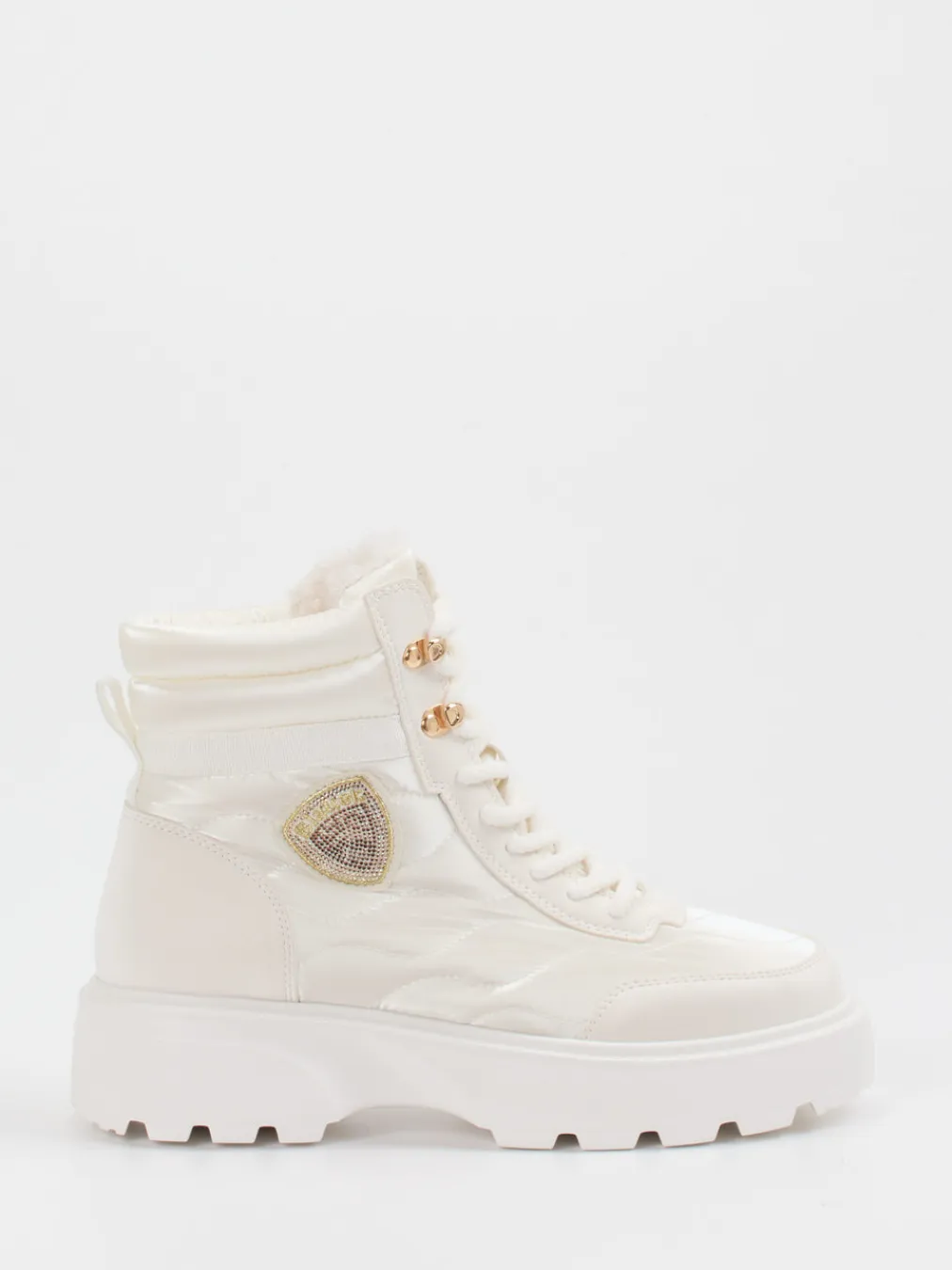 – Schnürboots aus glänzendem Textil-Blauer Sale