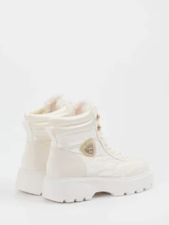 – Schnürboots aus glänzendem Textil-Blauer Sale