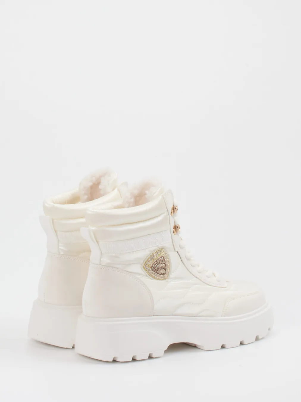 – Schnürboots aus glänzendem Textil-Blauer Sale