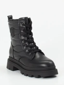 – Schnürboots aus Kalbleder-Blauer Clearance