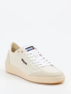 – Sneaker aus Kalbleder in Creme-Blauer Sale