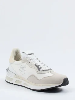 – Sneaker aus Kalbleder und Nylon Offwhite-Blauer Discount
