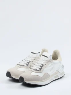 – Sneaker aus Kalbleder und Nylon Offwhite-Blauer Discount