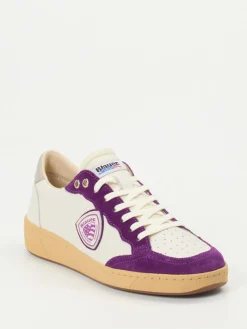 – Sneaker aus Kalbleder mit Veloursakzenten-Blauer Clearance