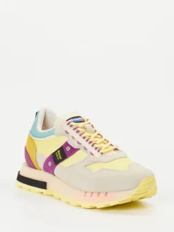 – Sneaker aus Veloursleder und Nylon Pastellgelb-Blauer