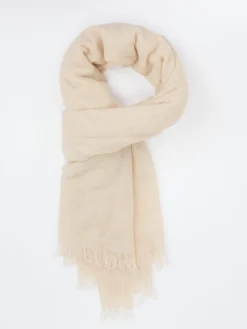 – Fransenschal aus Kaschmir in Creme-Blui Outlet